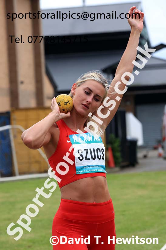 Womens Heptathlon Shot Putt, 2024 EAP International Combined events, Hewcham, Northumberland.  Photo: David T. Hewitson/Sports for All Pics